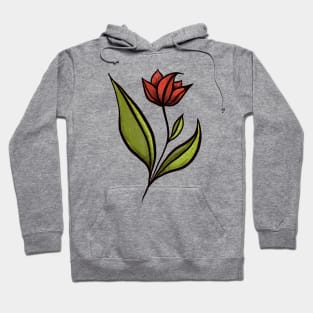 Beautiful Flower In Red Green With Distressed Texture Hoodie
